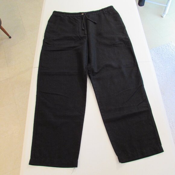 Talbots Petites Vintage Linen/Cotton Black Pants Pockets Medium - Picture 1 of 15